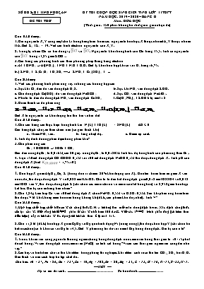 Đề thi thử chọn học sinh giỏi tỉnh môn Hóa học Lớp 11 THPT - Bảng B - Năm học 2019-2020 - Sở giáo dục và đào tạo Nghệ An